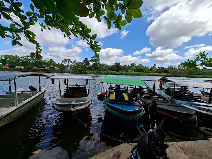 Small safari boats docked at the Nilwala River landing